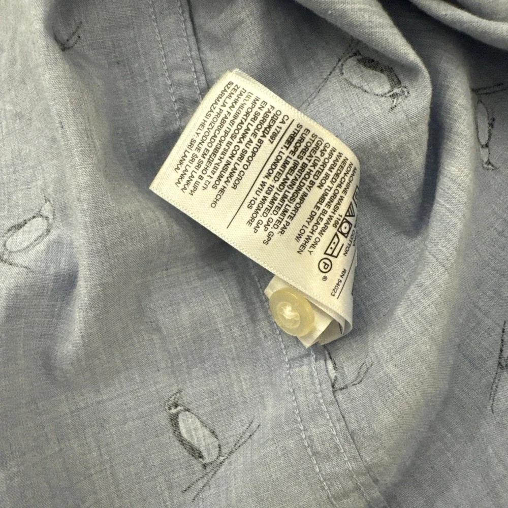 Penguin Skiing Banana Republic Luxe Poplin Shirt Mens Large Blue Untucked Slim - Picture 6 of 7